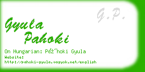 gyula pahoki business card